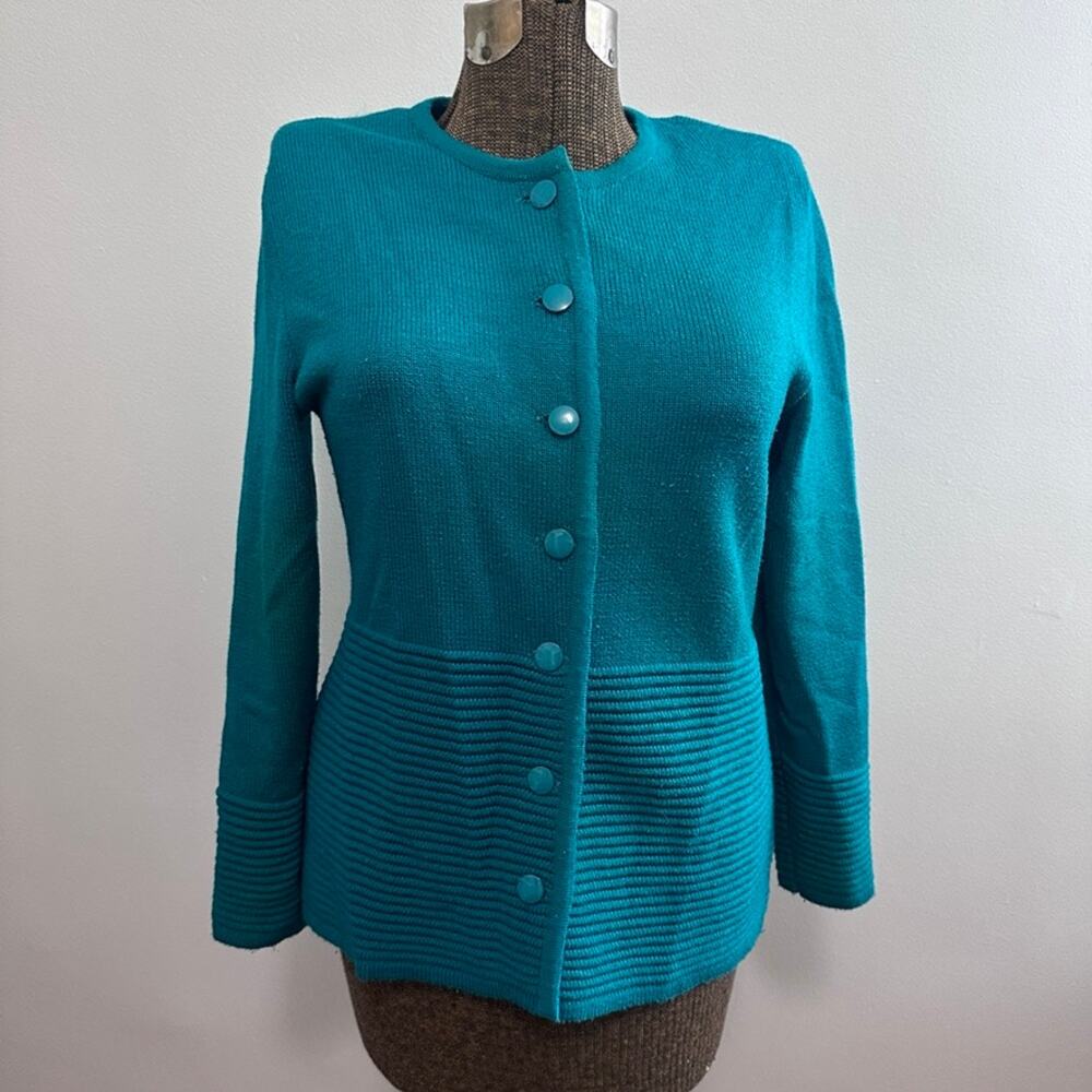 Vintage Ami Knits turquoise knit cardigan size M